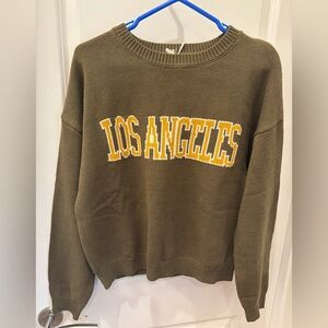 NWT Blu Pepper Los Angeles Graphic Olive Green Sweater - L